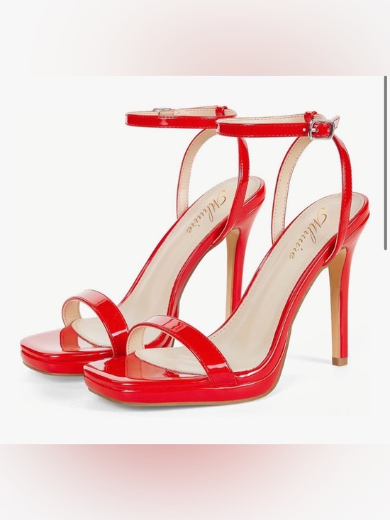 Mhuire Shoes - NWOB-Stiletto Strappy Heeled Sandals, 4.3 Inch Square Open Toe
